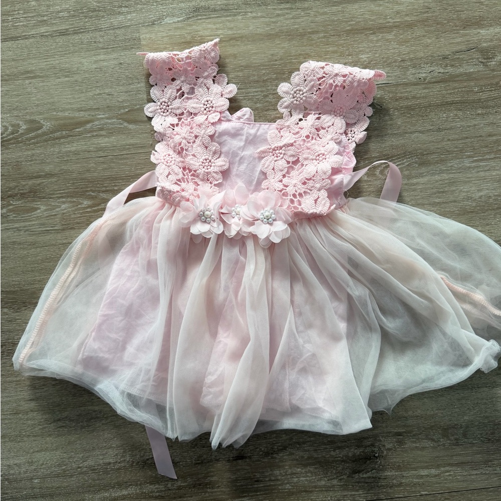 Pink Lace and Tulle Baby Dress